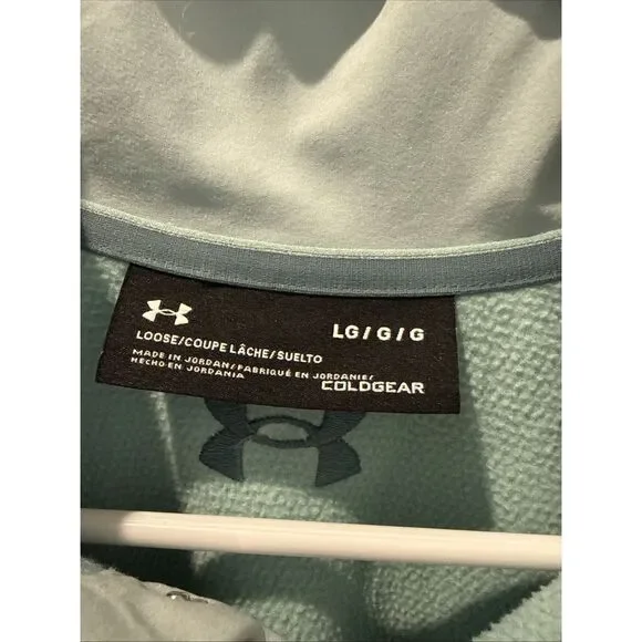 Under Armour Mens ColdGear Snap Fleece Pullover Sage Green Large Loose Fit - Picture 2 of 11